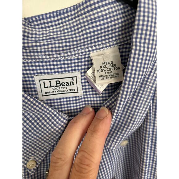 L.L. Bean Blue & White Gingham LS ButtonDown Size XXL - Picture 3 of 3